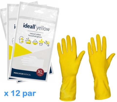 Rękawice Gospodarcze Lateksowe / Żółte / Ideall Yellow - 12 par (S 6-7) MERCATOR Rękawice Gospodarcze Lateksowe / Żółte / Ideall Yellow - 12 par (S 6-7) MERCATOR