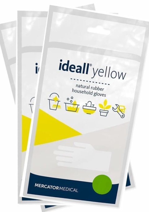 Rękawice Gospodarcze Lateksowe / Żółte / Ideall Yellow - 120 par (L 8-9) MERCATOR Rękawice Gospodarcze Lateksowe / Żółte / Ideall Yellow - 120 par (L 8-9) MERCATOR