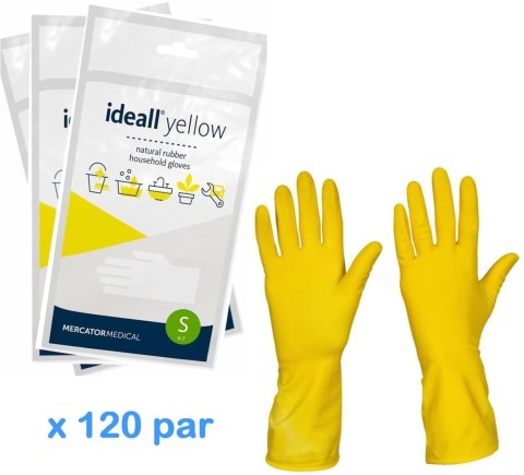 Rękawice Gospodarcze Lateksowe / Żółte / Ideall Yellow - 120 par (L 8-9) MERCATOR Rękawice Gospodarcze Lateksowe / Żółte / Ideall Yellow - 120 par (L 8-9) MERCATOR