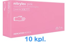 Rękawice Nitrylowe 100 sztuk / Różowe / Nitrylex Pink - 10 szt. (L 8-9) MERCATOR