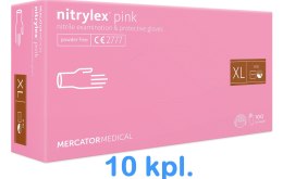 Rękawice Nitrylowe 100 sztuk / Różowe / Nitrylex Pink - 10 szt. (XL 9-10) MERCATOR