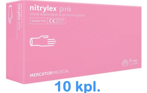Rękawice Nitrylowe 100 sztuk / Różowe / Nitrylex Pink - 10 szt. (XL 9-10) MERCATOR Rękawice Nitrylowe 100 sztuk / Różowe / Nitrylex Pink - 10 szt. (XL 9-10) MERCATOR