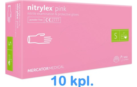 Rękawice Nitrylowe 100 sztuk / Różowe / Nitrylex Pink - 10 szt. (XL 9-10) MERCATOR Rękawice Nitrylowe 100 sztuk / Różowe / Nitrylex Pink - 10 szt. (XL 9-10) MERCATOR
