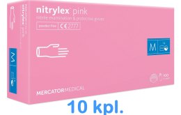 Rękawice Nitrylowe 100 sztuk / Różowe / Nitrylex Pink - 10 szt. (M 7-8) MERCATOR