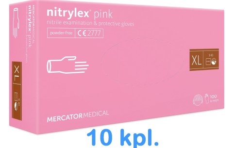 Rękawice Nitrylowe 100 sztuk / Różowe / Nitrylex Pink - 10 szt. (XS 5-6) MERCATOR Rękawice Nitrylowe 100 sztuk / Różowe / Nitrylex Pink - 10 szt. (XS 5-6) MERCATOR