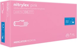 Rękawice Nitrylowe 100 sztuk / Różowe / Nitrylex Pink (M 7-8) MERCATOR