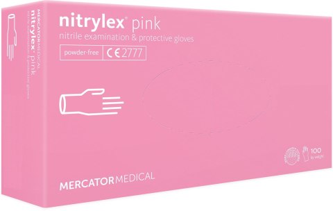 Rękawice Nitrylowe 100 sztuk / Różowe / Nitrylex Pink (M 7-8) MERCATOR Rękawice Nitrylowe 100 sztuk / Różowe / Nitrylex Pink (M 7-8) MERCATOR