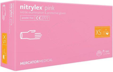 Rękawice Nitrylowe 100 sztuk / Różowe / Nitrylex Pink (M 7-8) MERCATOR Rękawice Nitrylowe 100 sztuk / Różowe / Nitrylex Pink (M 7-8) MERCATOR
