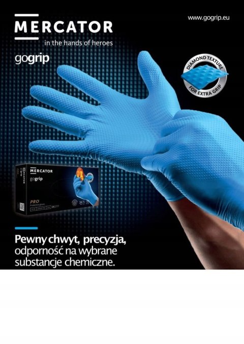 Rękawice Nitrylowe 50 szt. Gogrip Blue (10 - XL) MERCATOR Rękawice Nitrylowe 50 szt. Gogrip Blue (10 - XL) MERCATOR