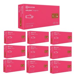 Rękawice Nitrylowe 100 szt. Nitrylex Magenta - 10 szt. (XL 9-10) MERCATOR