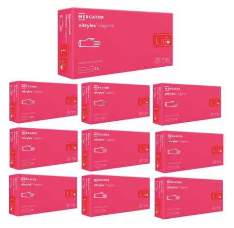 Rękawice Nitrylowe 100 szt. Nitrylex Magenta - 10 szt. (XL 9-10) MERCATOR Rękawice Nitrylowe 100 szt. Nitrylex Magenta - 10 szt. (XL 9-10) MERCATOR