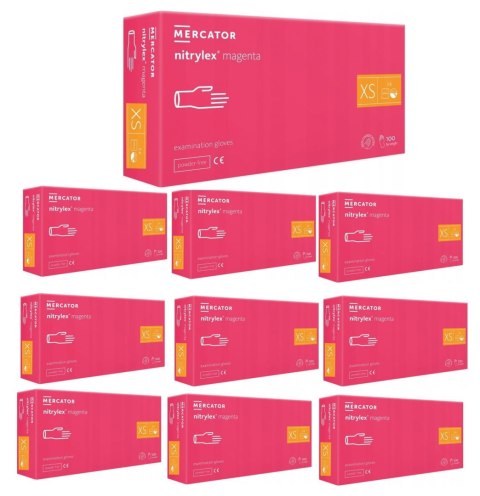 Rękawice Nitrylowe 100 szt. Nitrylex Magenta - 10 szt. (XS 5-6) MERCATOR Rękawice Nitrylowe 100 szt. Nitrylex Magenta - 10 szt. (XS 5-6) MERCATOR