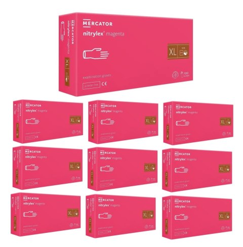 Rękawice Nitrylowe 100 szt. Nitrylex Magenta - 10 szt. (XS 5-6) MERCATOR Rękawice Nitrylowe 100 szt. Nitrylex Magenta - 10 szt. (XS 5-6) MERCATOR