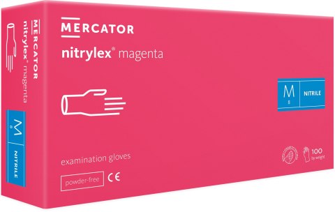 Rękawice Nitrylowe 100 szt. Nitrylex Magenta (M 7-8) MERCATOR Rękawice Nitrylowe 100 szt. Nitrylex Magenta (M 7-8) MERCATOR