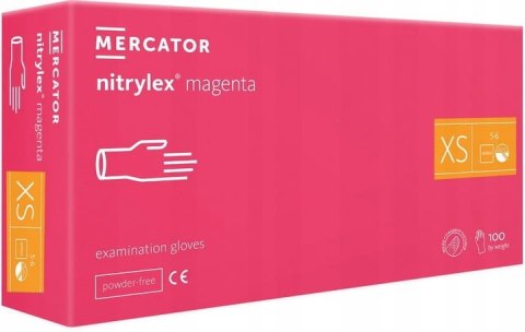 Rękawice Nitrylowe 100 szt. Nitrylex Magenta (S 6-7) MERCATOR Rękawice Nitrylowe 100 szt. Nitrylex Magenta (S 6-7) MERCATOR