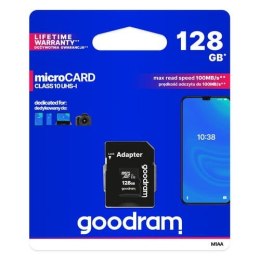 GOODRAM Karta Pamięci MicroSDXC 128GB CL10 UHS I + Adapter GOODRAM