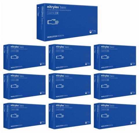 Rękawice Nitrylowe 100 szt. Nitrylex Basic Dark Blue - 10 kpl. (M 7-8) MERCATOR Rękawice Nitrylowe 100 szt. Nitrylex Basic Dark Blue - 10 kpl. (M 7-8) MERCATOR