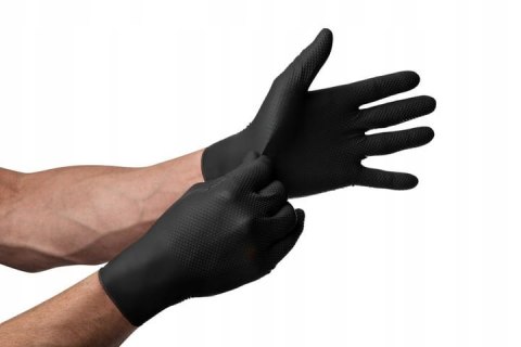 Rękawice Nitrylowe 50 szt. Gogrip Black - 10 op. (XL 9-10) MERCATOR Rękawice Nitrylowe 50 szt. Gogrip Black - 10 op. (XL 9-10) MERCATOR