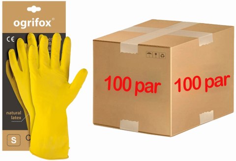 Rękawice ochronne gumowe flokowane / Żółte / OX-FLOX - 100 Par (7 - S) OGRIFOX Rękawice ochronne gumowe flokowane / Żółte / OX-FLOX - 100 Par (7 - S) OGRIFOX