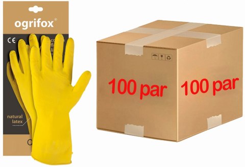 Rękawice ochronne gumowe flokowane / Żółte / OX-FLOX - 100 Par (7 - S) OGRIFOX Rękawice ochronne gumowe flokowane / Żółte / OX-FLOX - 100 Par (7 - S) OGRIFOX
