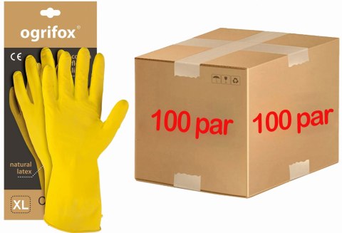 Rękawice ochronne gumowe flokowane / Żółte / OX-FLOX - 100 Par (7 - S) OGRIFOX Rękawice ochronne gumowe flokowane / Żółte / OX-FLOX - 100 Par (7 - S) OGRIFOX
