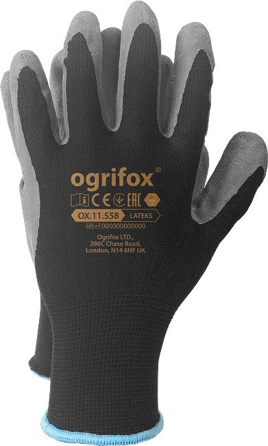 Rękawice robocze / Czarne / OX-LATEKS_BS - 10 Par (7 - S) OGRIFOX Rękawice robocze / Czarne / OX-LATEKS_BS - 10 Par (7 - S) OGRIFOX