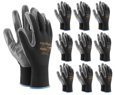 Rękawice robocze / Czarne / OX-NITRICAR_BS - 10 Par (7 - S) OGRIFOX Rękawice robocze / Czarne / OX-NITRICAR_BS - 10 Par (7 - S) OGRIFOX