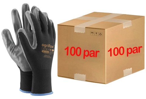 Rękawice robocze / Czarne / OX-NITRICAR_BS - 100 Par (10 - XL) OGRIFOX Rękawice robocze / Czarne / OX-NITRICAR_BS - 100 Par (10 - XL) OGRIFOX