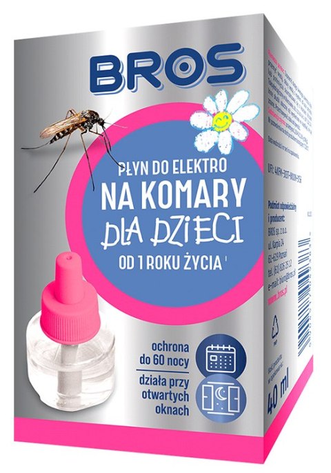BROS - płyn do elektro na komary dla dzieci od 1 roku życia - 60 nocy BROS BROS - płyn do elektro na komary dla dzieci od 1 roku życia - 60 nocy BROS