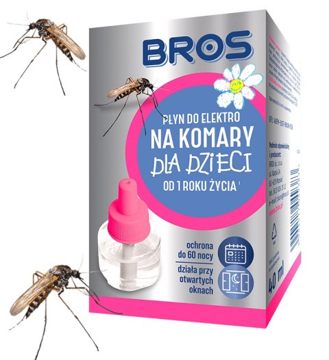 BROS - płyn do elektro na komary dla dzieci od 1 roku życia - 60 nocy BROS BROS - płyn do elektro na komary dla dzieci od 1 roku życia - 60 nocy BROS