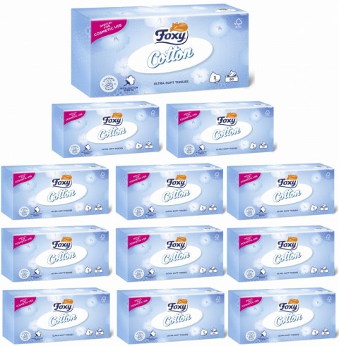 Chusteczki Higieniczne FOXY COTTON Box 90 szt. - 12 op. FOXY Chusteczki Higieniczne FOXY COTTON Box 90 szt. - 12 op. FOXY