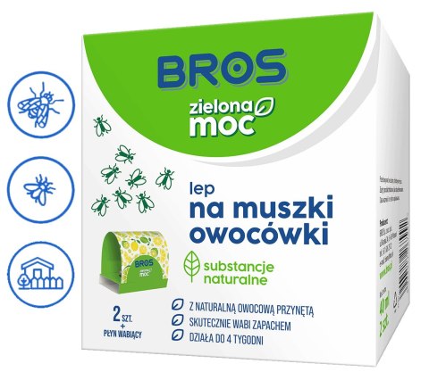 BROS - Zielona Moc lep na muszki owocówki 2 szt. BROS BROS - Zielona Moc lep na muszki owocówki 2 szt. BROS