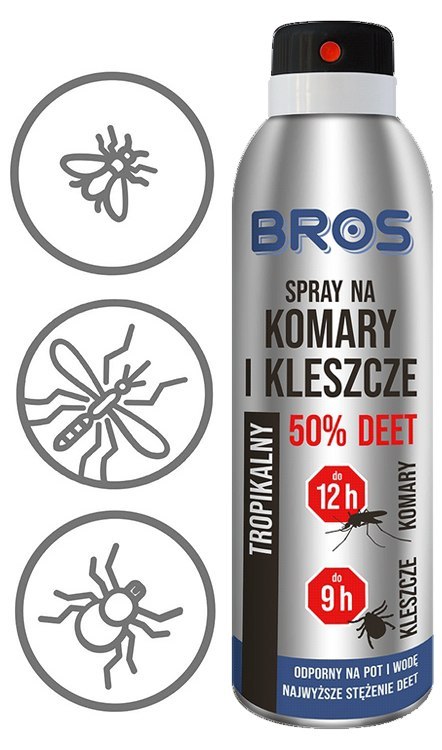 BROS - spray na komary i kleszcze 50% DEET 90ml - 2 szt. BROS BROS - spray na komary i kleszcze 50% DEET 90ml - 2 szt. BROS