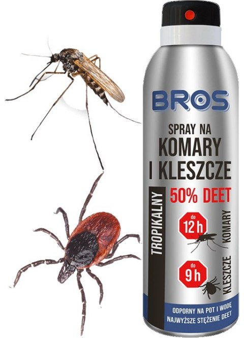 BROS - spray na komary i kleszcze 50% DEET 90ml - 2 szt. BROS BROS - spray na komary i kleszcze 50% DEET 90ml - 2 szt. BROS