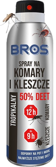 BROS - spray na komary i kleszcze 50% DEET 90ml - 2 szt. BROS BROS - spray na komary i kleszcze 50% DEET 90ml - 2 szt. BROS