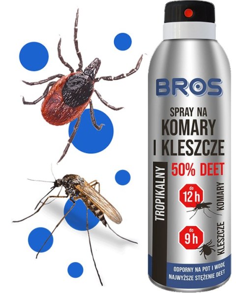 BROS - spray na komary i kleszcze 50% DEET 90ml - 2 szt. BROS BROS - spray na komary i kleszcze 50% DEET 90ml - 2 szt. BROS