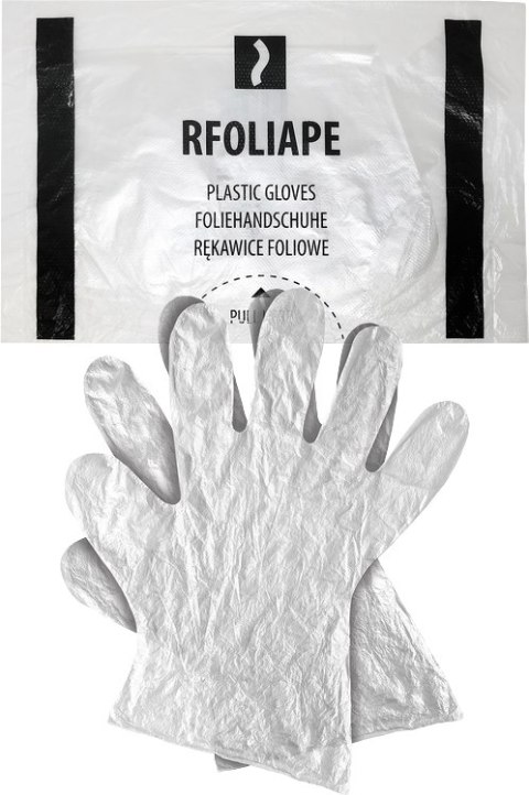 Rękawice foliowe 100 sztuk / Przeźroczyste / Rozmiar: 9 - L / RFOLIAPEL - 10 szt. PAKO Rękawice foliowe 100 sztuk / Przeźroczyste / Rozmiar: 9 - L / RFOLIAPEL - 10 szt. PAKO
