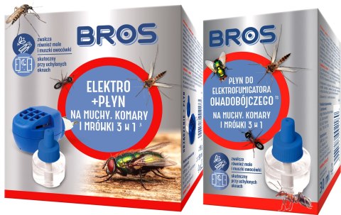 Zestaw BROS - elektro + 2x płyn na muchy, komary i mrówki 20 dni x 24 h BROS Zestaw BROS - elektro + 2x płyn na muchy, komary i mrówki 20 dni x 24 h BROS