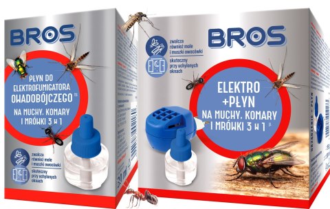 Zestaw BROS - elektro + 2x płyn na muchy, komary i mrówki 20 dni x 24 h BROS Zestaw BROS - elektro + 2x płyn na muchy, komary i mrówki 20 dni x 24 h BROS