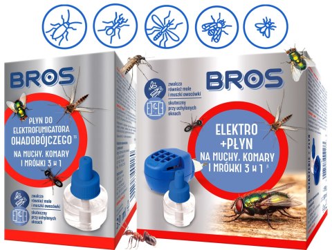 Zestaw BROS - elektro + 2x płyn na muchy, komary i mrówki 20 dni x 24 h BROS Zestaw BROS - elektro + 2x płyn na muchy, komary i mrówki 20 dni x 24 h BROS