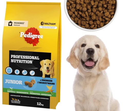 PEDIGREE Junior Professional Nutrition 12 kg z drobiem i warzywami - sucha karma dla szczeniąt psów dużych i średnich ras PEDIGREE PEDIGREE Junior Professional Nutrition 12 kg z drobiem i warzywami - sucha karma dla szczeniąt psów dużych i średnich ras PEDIGREE