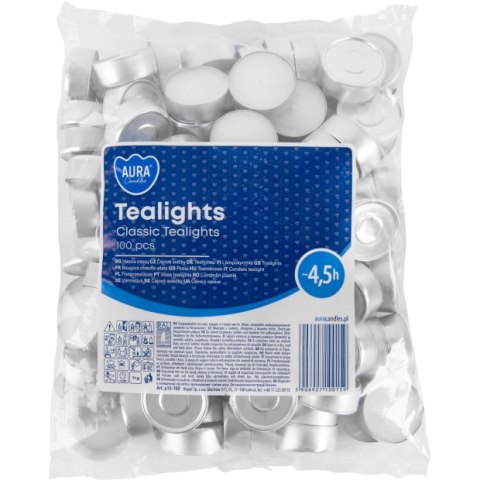 AURA Podgrzewacze Tealights Classic 4,5h 100 szt. p15-100 AURA AURA Podgrzewacze Tealights Classic 4,5h 100 szt. p15-100 AURA