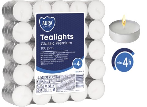 AURA Podgrzewacze Tealights Classic Premium 4h 100 szt. pf11-100s AURA AURA Podgrzewacze Tealights Classic Premium 4h 100 szt. pf11-100s AURA