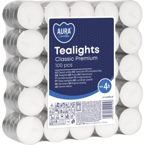 AURA Podgrzewacze Tealights Classic Premium 4h 100 szt. pf11-100s AURA AURA Podgrzewacze Tealights Classic Premium 4h 100 szt. pf11-100s AURA