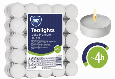 AURA Podgrzewacze Tealights Deko Premium 4h 100 szt. pf10-100s AURA AURA Podgrzewacze Tealights Deko Premium 4h 100 szt. pf10-100s AURA