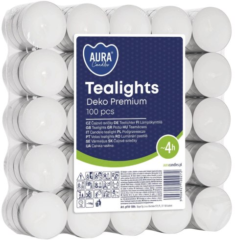 AURA Podgrzewacze Tealights Deko Premium 4h 100 szt. pf10-100s AURA AURA Podgrzewacze Tealights Deko Premium 4h 100 szt. pf10-100s AURA