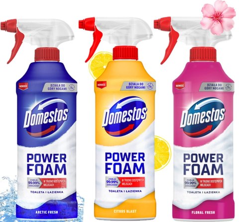 Zestaw 3 x Domestos Power Foam Piana Do Mycia Toalety i Łazienki 435ml DOMESTOS Zestaw 3 x Domestos Power Foam Piana Do Mycia Toalety i Łazienki 435ml DOMESTOS