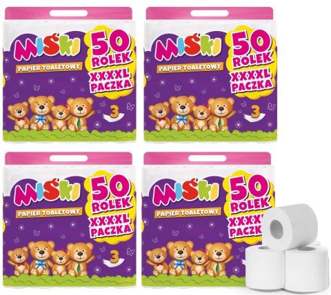 Papier toaletowy 50R MIŚKI 3W - 200 Rolek Miśki Papier toaletowy 50R MIŚKI 3W - 200 Rolek Miśki