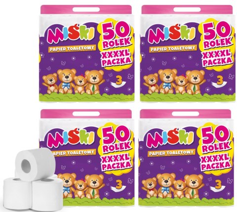 Papier toaletowy 50R MIŚKI 3W - 200 Rolek Miśki Papier toaletowy 50R MIŚKI 3W - 200 Rolek Miśki
