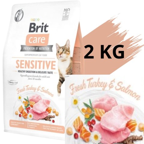 SUCHA KARMA DLA KOTA BRIT CARE CAT SENSITIVE 2KG Indyk z Łososiem bez zbóż SUCHA KARMA DLA KOTA BRIT CARE CAT SENSITIVE 2KG Indyk z Łososiem bez zbóż